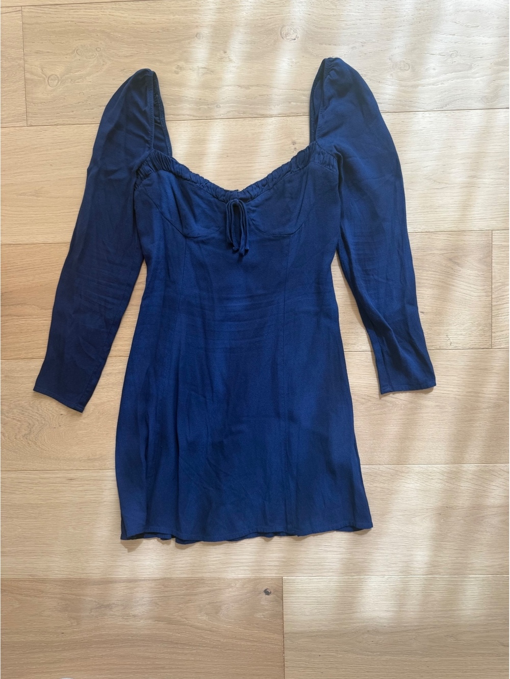 Reformation Mochi Navy Blue Long Sleeve Mini Dress Size 2